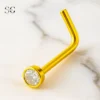 SGYS5018 Titanium L-Shaped Nose Stud with Round Zircon