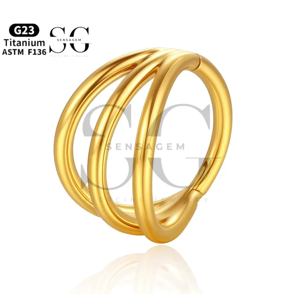 Sensagem GS574 F136 Titanium 3-Prong Multicolor Nose Ring - Image 3