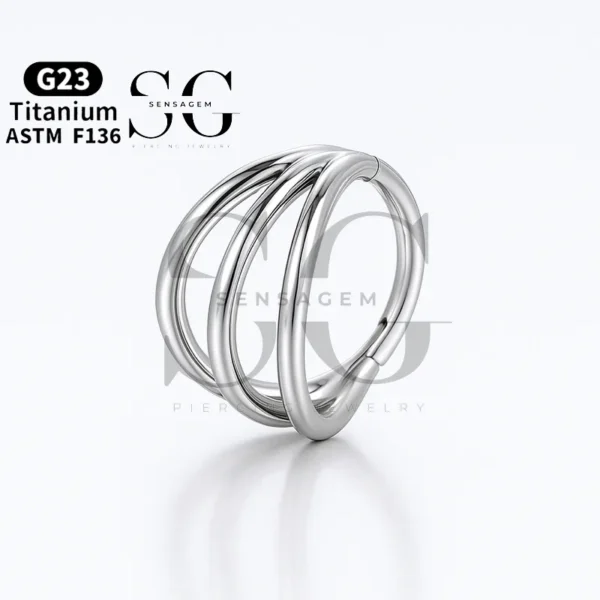Sensagem GS574 F136 Titanium 3-Prong Multicolor Nose Ring