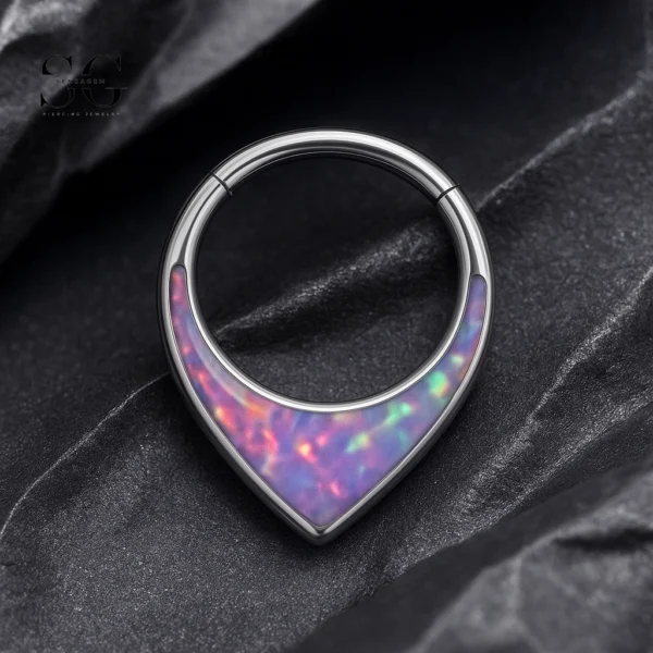 SG3080 G23 Titanium Opal Nose Ring – Stunning Opal Gemstone Piercing Jewelry