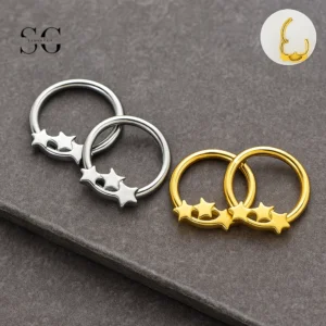 SG3081 G23 Titanium Star Design Nose Ring – Elegant Piercing Jewelry