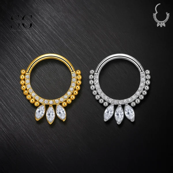 SG3083 G23 Titanium Dangle Nose Ring with Zircon – Elegant Piercing Jewelry