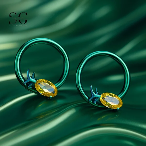 SG3084 G23 Titanium Starfish with Gem Nose Ring – Elegant Piercing Jewelry