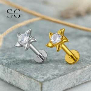 SG4190 - F136 Titanium Threaded Labret with Starfish Design