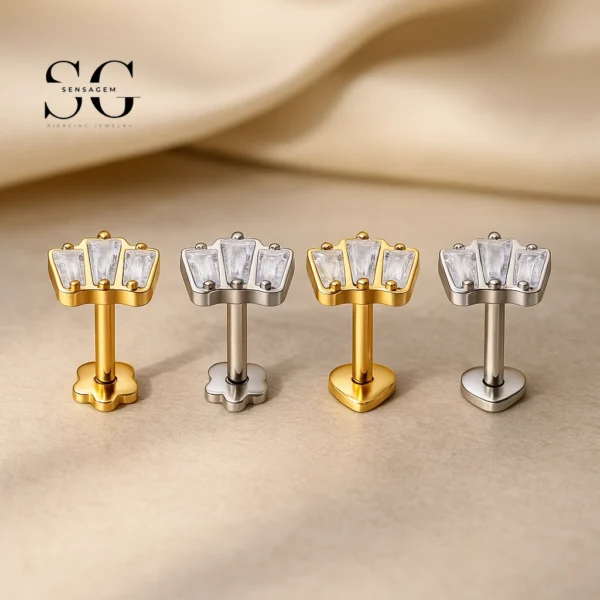 Sensagem SG4196 G23 Titanium Threadless Labret with Prong-Set Zircons