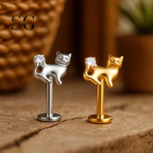 SG4198 - F136 Titanium Cat Shape Labret Piercing