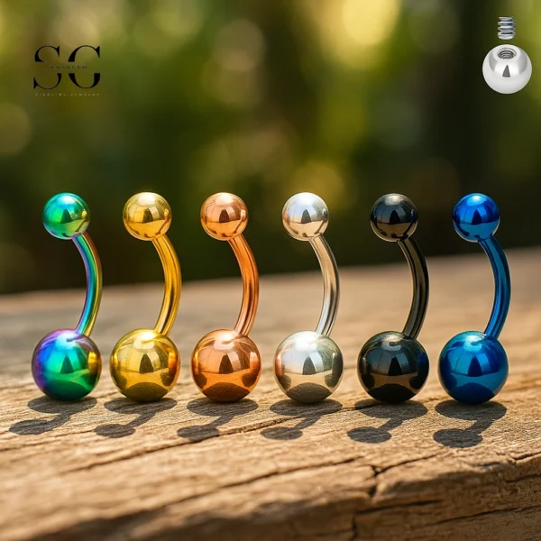 SGYS5006 G23 Titanium Threaded Belly Button Ring – Stylish Outer Thread Belly Piercing Jewelry