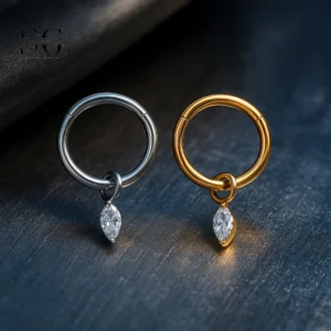 SG3007 ASTM-F136 Titanium Marquise Zircon Dangle Clicker – Wholesale Piercing Jewelry
