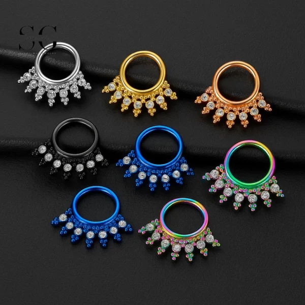 SG3164 - ASTM F136 Titanium High-Polished Punk Nose Ring Wholesale