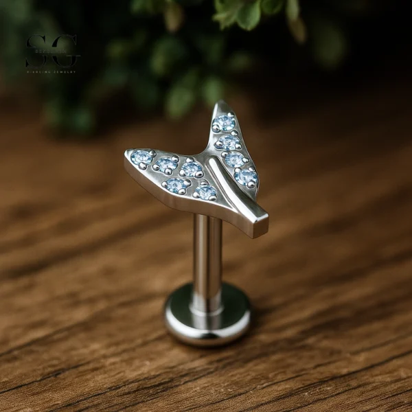 SG4085 F136 Titanium Threaded Labrets with White Zircon – Implant-Grade Piercing Jewelry