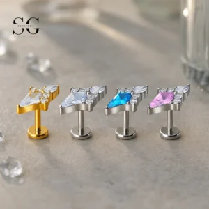 SG4086 - ASTM F136 Titanium Playing Card Zircon Labret