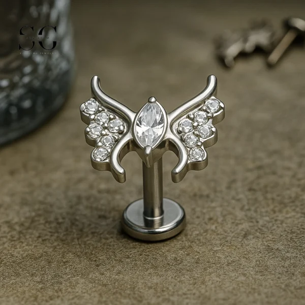 SG4087 - F136 Titanium Butterfly Zircon Labret for Wholesale