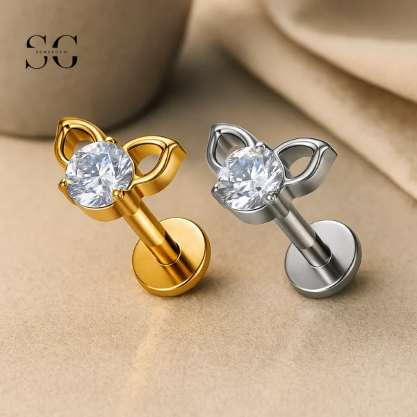 SG4089 - F136 Titanium Cat Head Zircon Labret Supplier