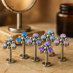 SG4102 - F136 Titanium Triple Gem Ball Design Labrets