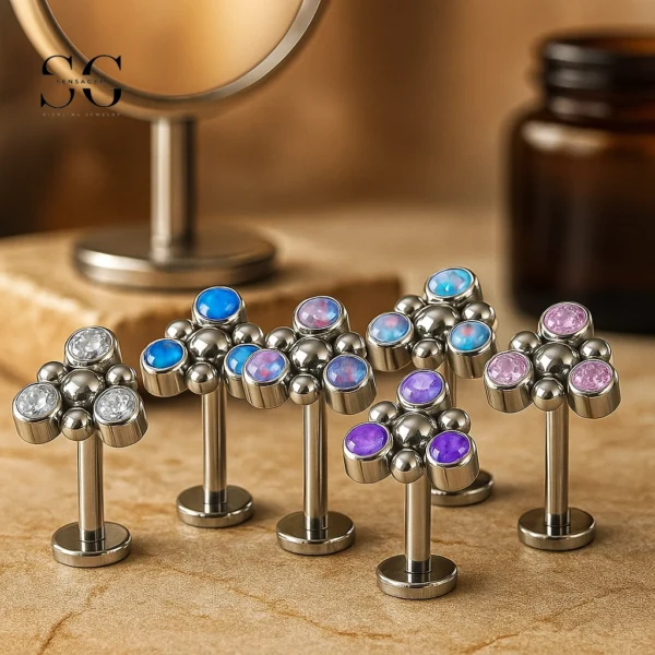 SG4102 - F136 Titanium Triple Gem Ball Design Labrets