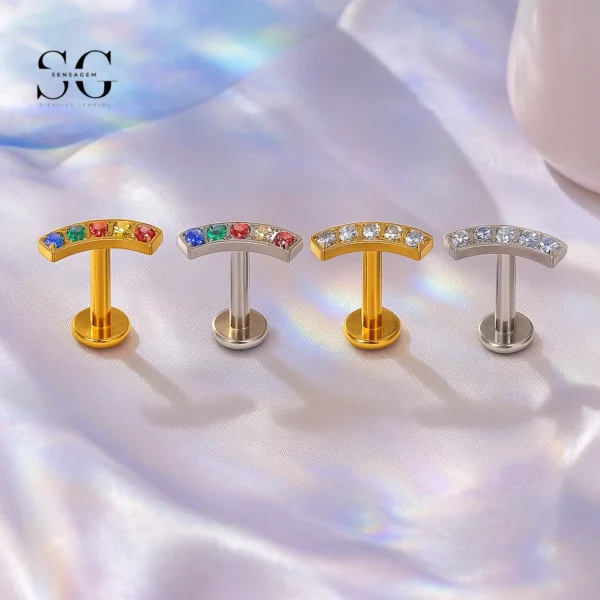 SG4151 - Arc Zircon Threadless Labret for Lip Piercing