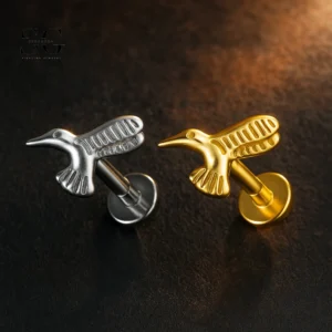 SG4156 - ASTM F136 Titanium Eagle Design Threaded Labret Wholesale for Lip and Cartilage Piercings