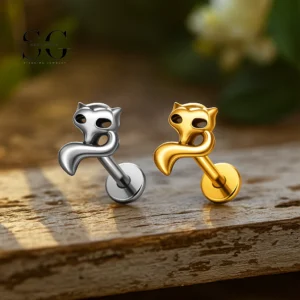 SG4228 Fox Titanium Animal Labret Piercing με CZ Gemstone