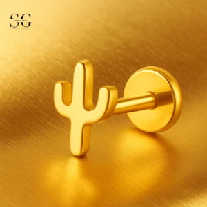 SGYS1103 Cactus-Shaped Titanium Threaded Labret with Custom Zircon