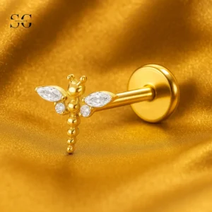 SGYS1109 Dragonfly Shaped Threaded Labret with Custom Zircon