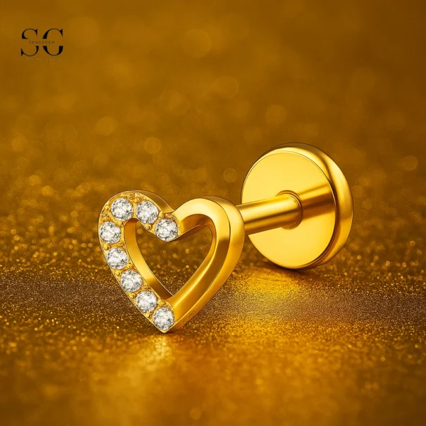 SGYS1113 F136 Titanium Threaded Labrets with High-End Heart Design – Labret Piercing Jewelry