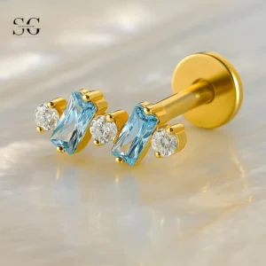 SGYS1114 Geometric Zircon Threaded Labret – Titanium Piercing Jewelry