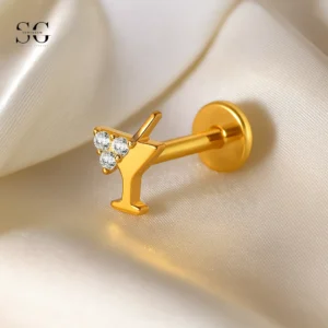 SGYS1118 Titanium Labret Piercing with Zircon Gem – Wholesale Body Jewelry