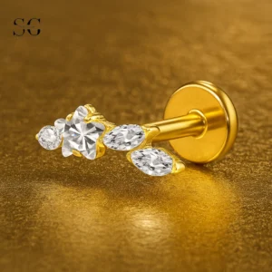 SGYS1119 – Titanium Threaded Labret with Star & Marquise Zircon