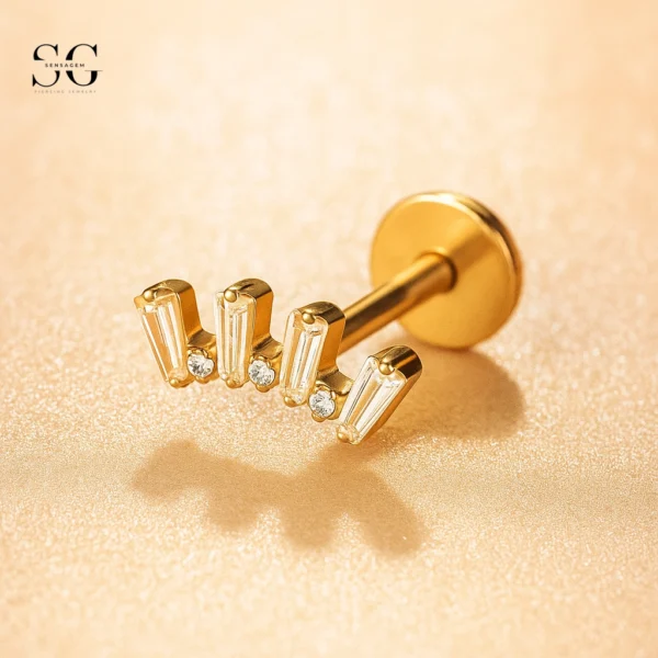 SGYS1120 – F136 Titanium Labret with Alternating Zircon Shapes