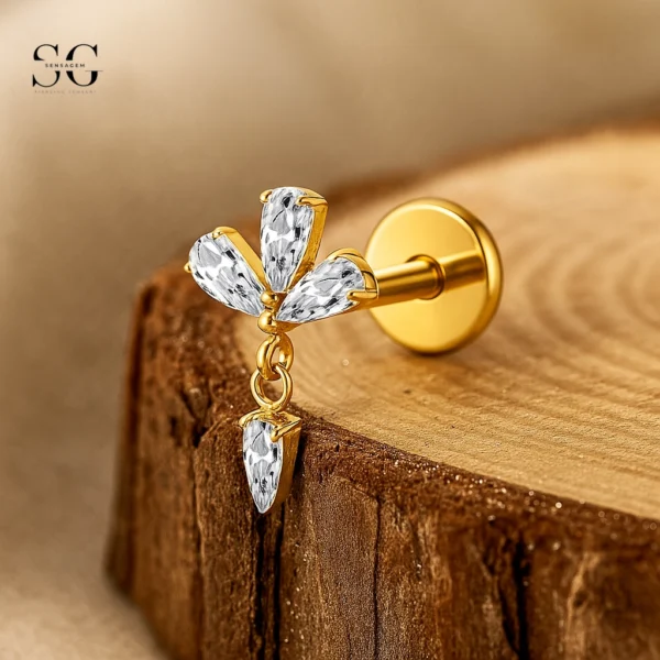 SGYS1121 – Dangle Zircon Threaded Labret in F136 Titanium