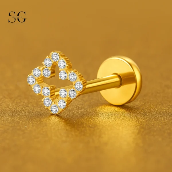 SGYS1126 – Cross Cut-Out Threaded Labret with Zircon Border