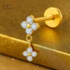SGYS1128 – Titanium Threaded Labret with Double Flower Dangle