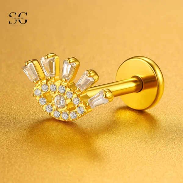 SGYS1131 Titanium Threaded Labret Flat Ball with Zircon