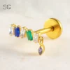 SGYS1137 Titanium Labret with Five CZ Stones & Dangle Charm