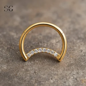 SGYS2043 Crescent Moon Nose Stud in 316L Steel – Wholesale Body Jewelry