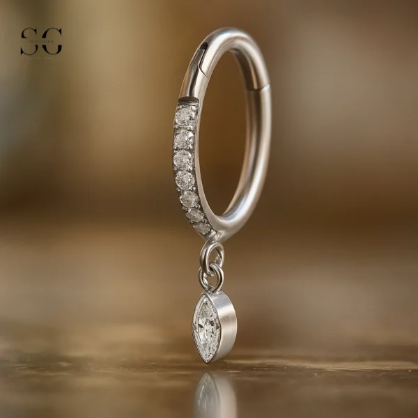 SGYS2056 Eyebrow Gem Nose Ring – ASTM F136 Titanium with Custom Zircon - Image 2