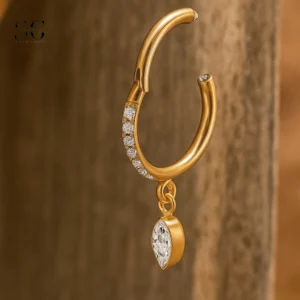 Anel de nariz com gema de sobrancelha SGYS2056 - ASTM F136 titânio com zircão personalizado