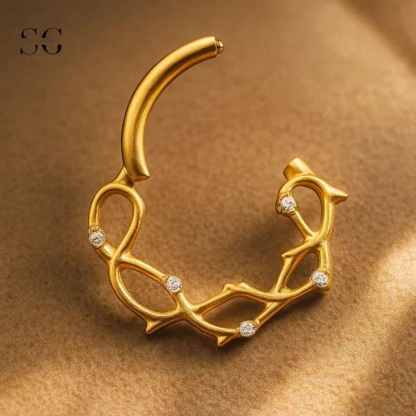 SGYS2058 Hollow Nose Ring with Zircon – ASTM F136 Titanium, Customizable