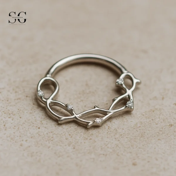 SGYS2058 Hollow Nose Ring with Zircon – ASTM F136 Titanium, Customizable - Image 2