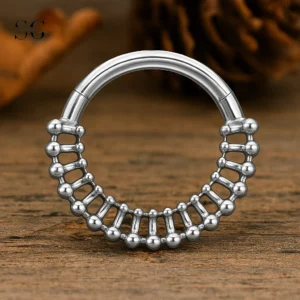 SGYS2063 Hollow Design Titanium Nose Ring – Customizable Zircon and Metal