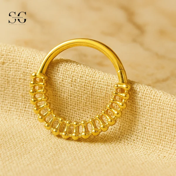 SGYS2063 Hollow Design Titanium Nose Ring – Customizable Zircon and Metal - Image 2