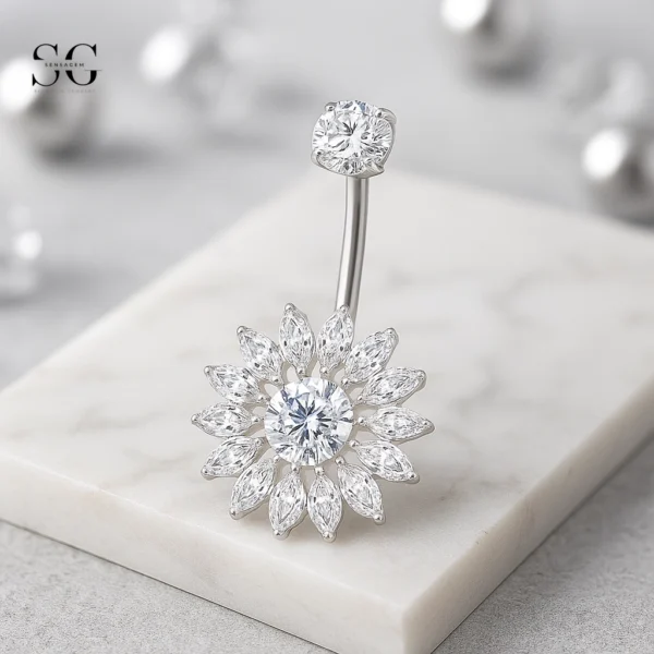 SGYS6038 Titanium Sunflower Belly Ring for Wholesale