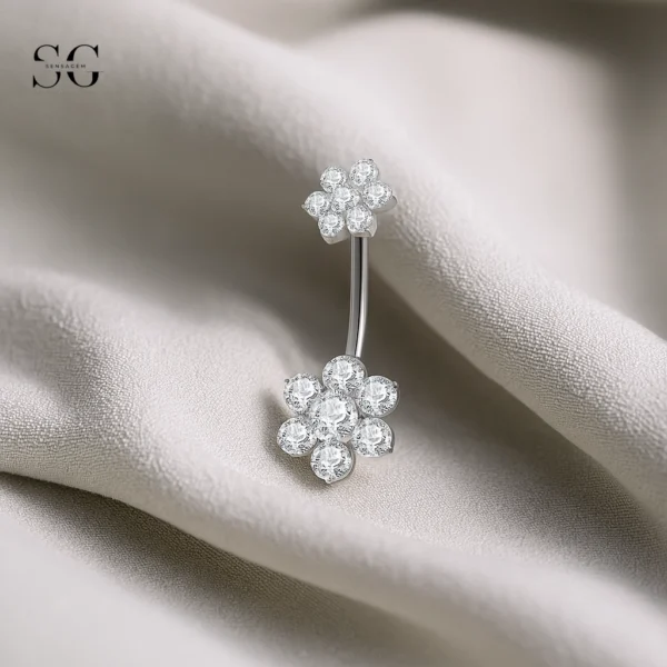 SGYS6040 Double Flower Internally Threaded Belly Ring Wholesale