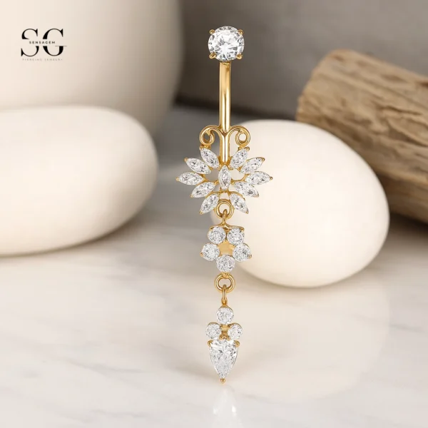 SGYS6042 Fashion Long Pendant Internally Threaded Belly Ring Wholesale