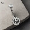 SGYS6043 Round Trendy Internally Threaded Belly Ring Bulk