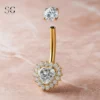 SGYS6045 Internally Threaded Belly Ring – Customizable Heart-Shaped Zircon, F136 Titanium - Image 2