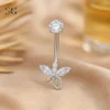 SGYS6046 Internally Threaded Belly Ring – Customizable Bow-Shaped Zircon, F136 Titanium - Image 2