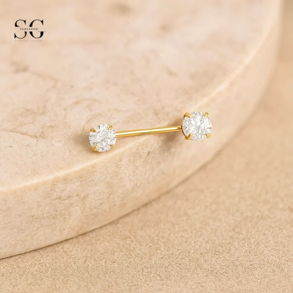 SGYS9031 Prong-Set Zircon Nipple Piercing Jewelry Titanium