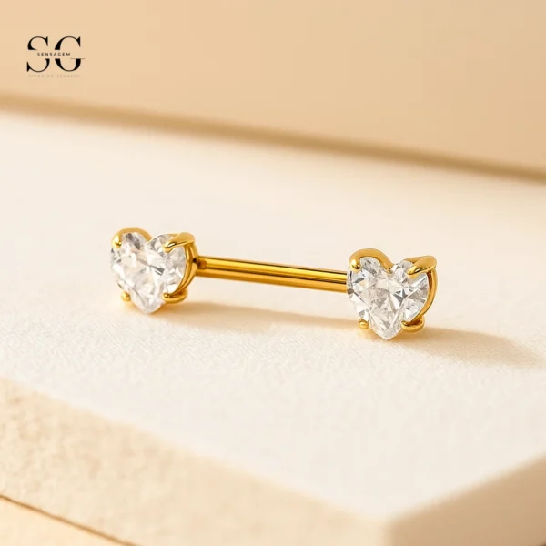 SGYS9032 Heart Zircon Nipple Piercing Jewelry Titanium