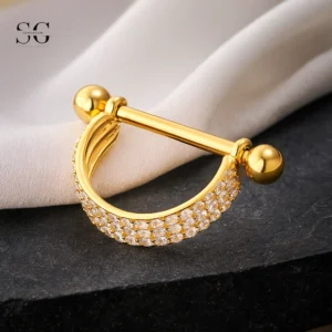 SGYS9034 Triple D-Zircon Titanium Nipple Piercing Jewelry